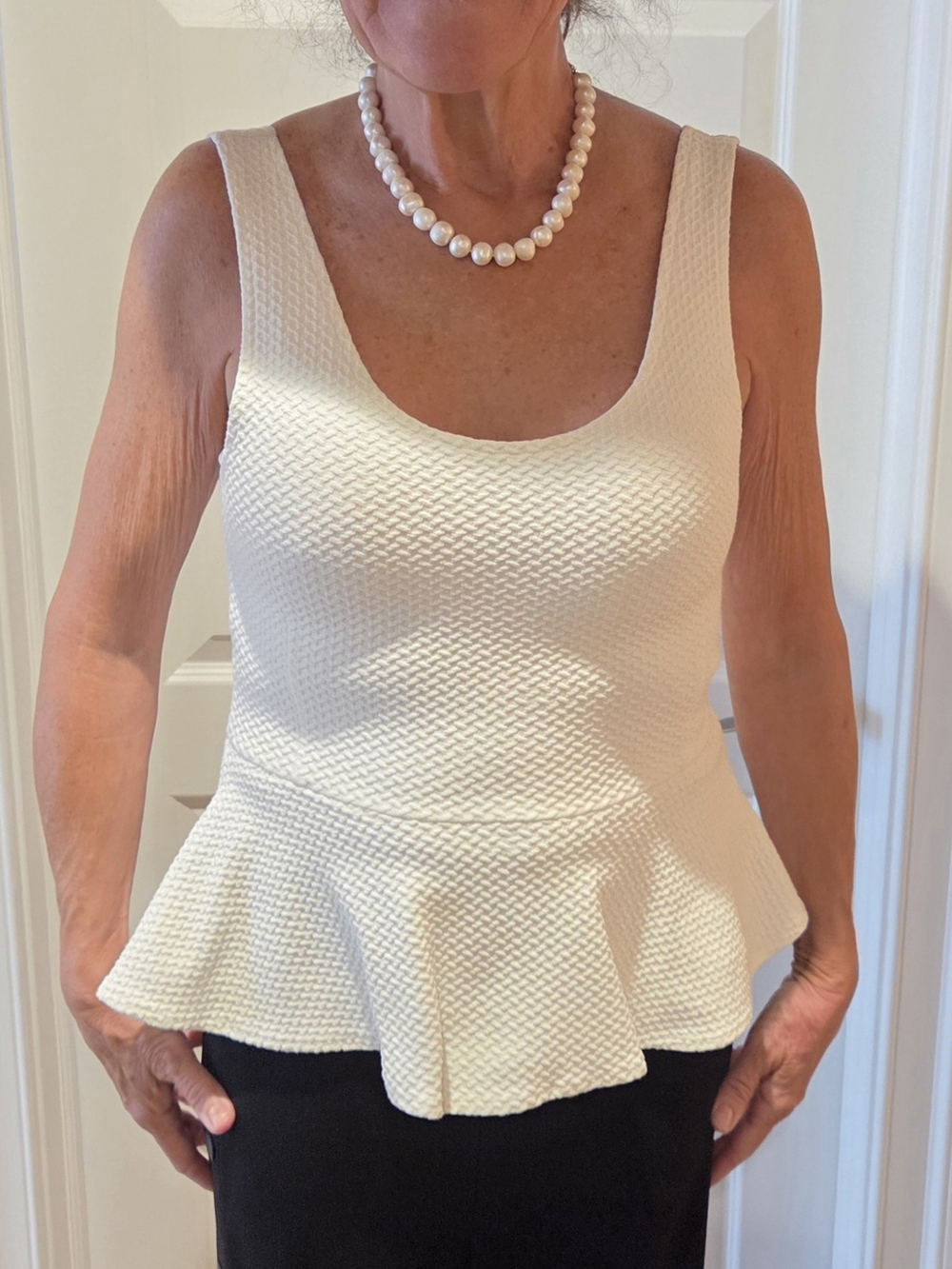 Ganni Cream Textured Peplum Camisole